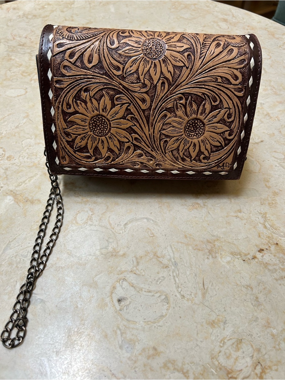 American Darling Tooled Floral Leather Crossbody Bag